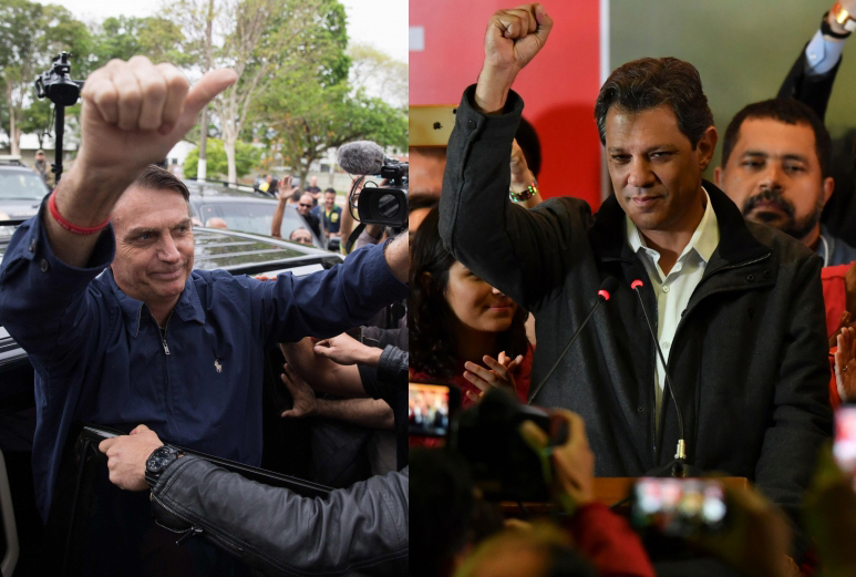 Jair Bolsonaro (PSL) e Fernando Haddad (PT) seguem na disputa pelo Palácio do Planalto