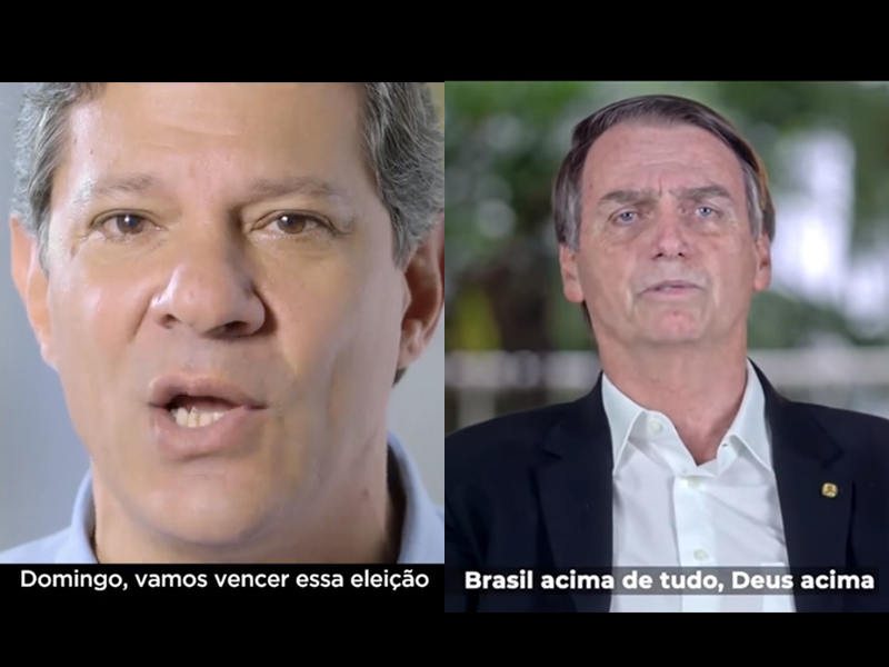 Tanto Bolsonaro quanto Haddad dividiram o tempo entre ataque a adversário e promoção pessoal
