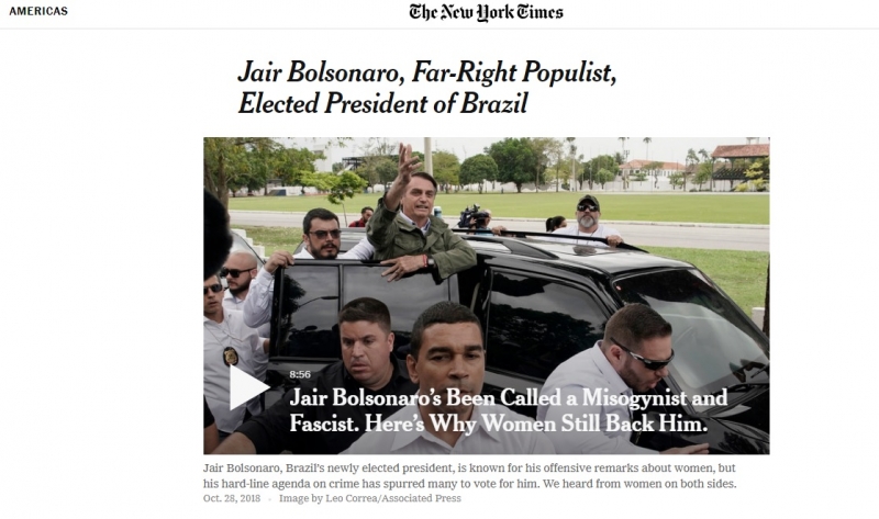 The New York Times afirma que o Brasil é o mais recente país a se encaminhar para a extrema direita