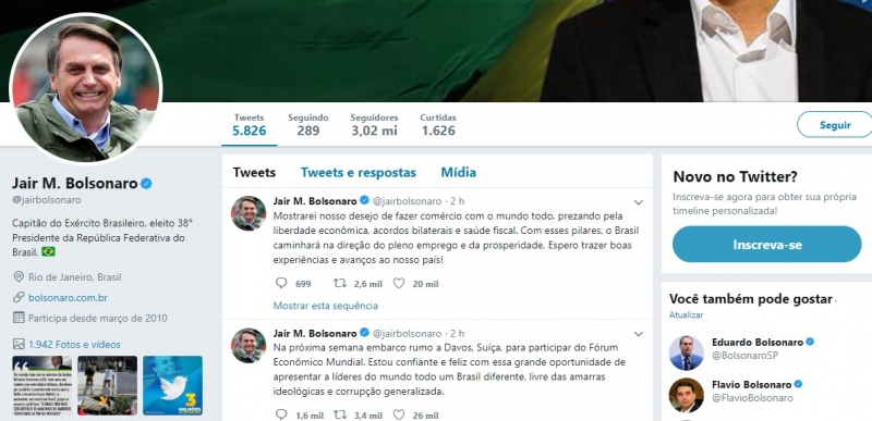 'Brasil diferente, livre das amarras ideológicas e corrupção generalizada', disse Boslonaro no Twitter