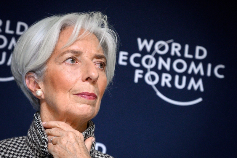 International Monetary Fund (IMF) Managing Director Christine Lagarde gives a press conference on IMF World Economic Outlook ahead of the World Economic Forum (WEF) annual meeting on January 21, 2019 in Davos, eastern Switzerland. (Photo by Fabrice COFFRINI / AFP)