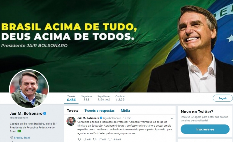 Bolsonaro anunciou que o professor Abraham Weintraub será o novo ministro da Educação