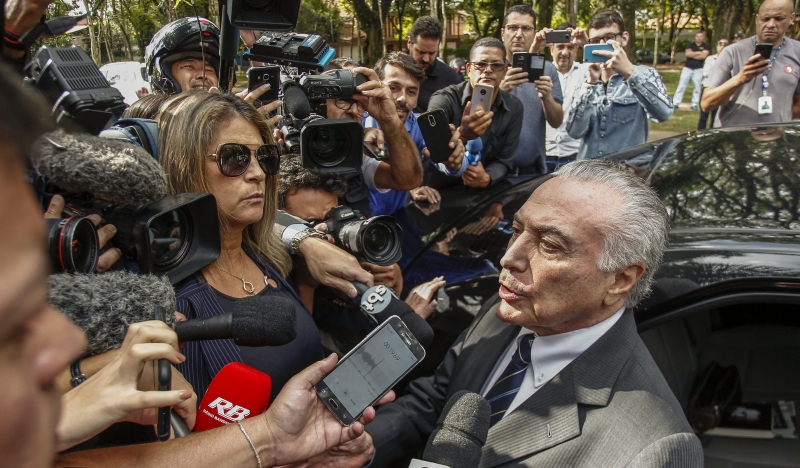 Ex-presidente Michel Temer concedeu entrevista a jornalistas pouco depois de deixar a prisão