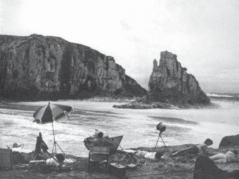 Filmagens de Vento Norte, com o paredão de Torres ao fundo