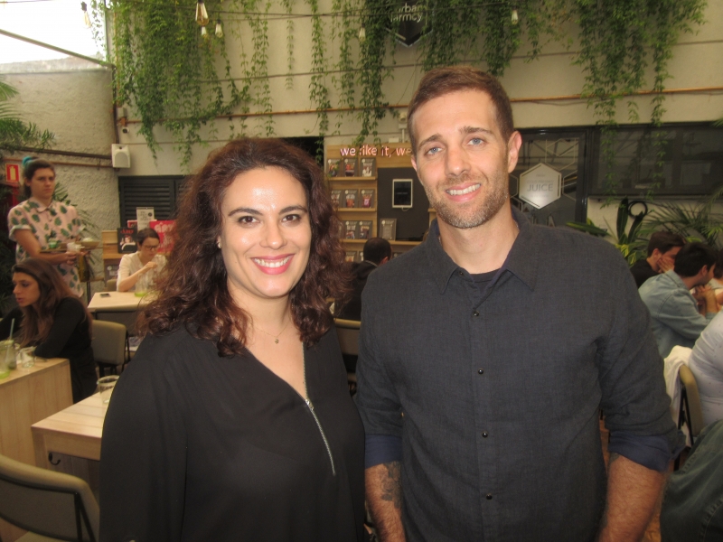 Luciane Paim e Tobias Chanan no almoço de apresentação do novo cardápio de inverno do Urban Farmcy