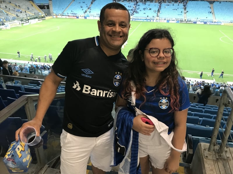 Lucas com a filha Emanuella alerta Renato Portaluppi: 'tem de ser muito esperto e safo'