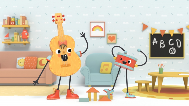 Animação, para crianças em idade pré-escolar, conta a história de dois instrumentos musicais 
