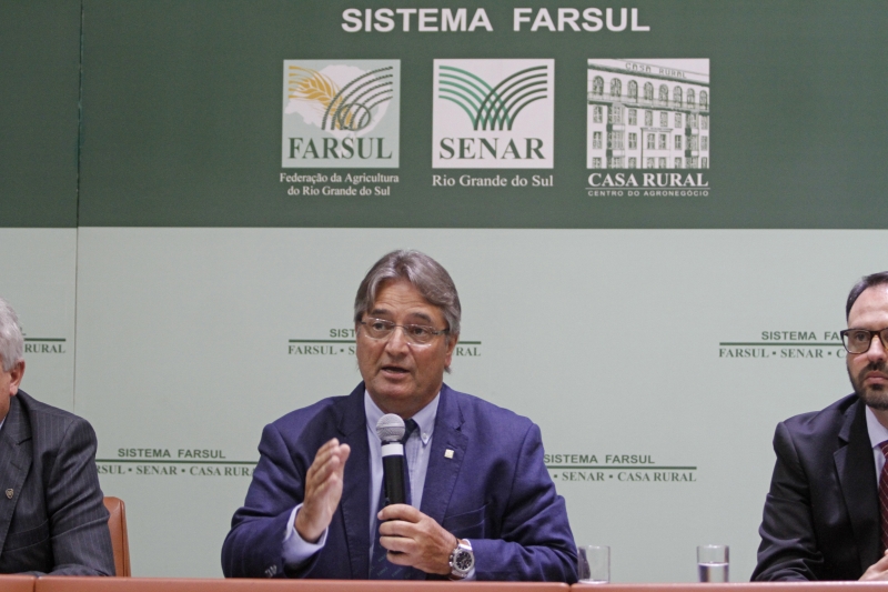 Presidente da Farsul, Gedeão Pereira, na coletiva de balanço da entidade