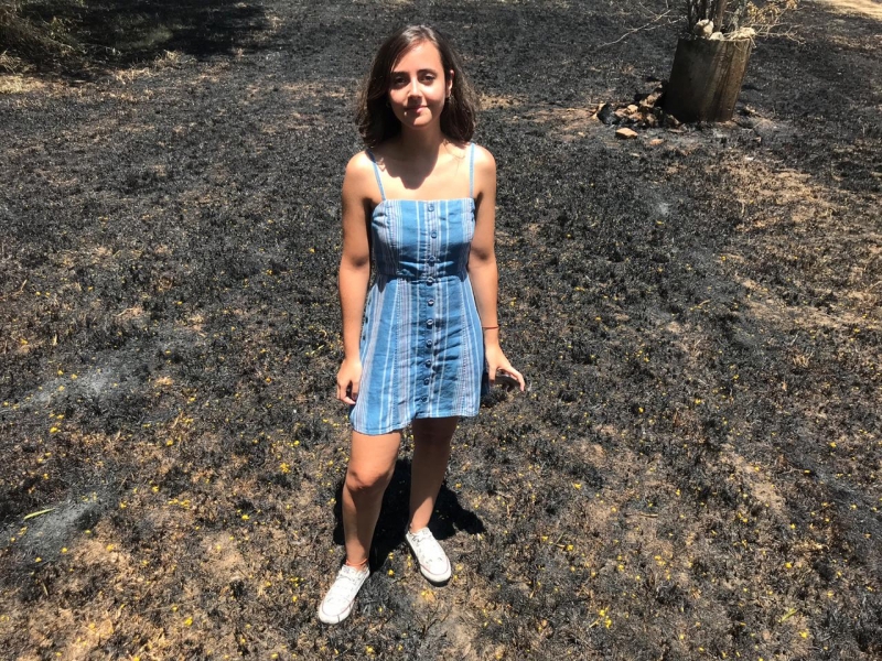 Repórter Bruna Oliveira esteve na área onde incêndio queimou vegetação no Parque Marinha do Brasil