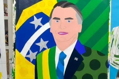 Romero Britto está criando um quadro com a figura do presidente Jair Bolsonaro