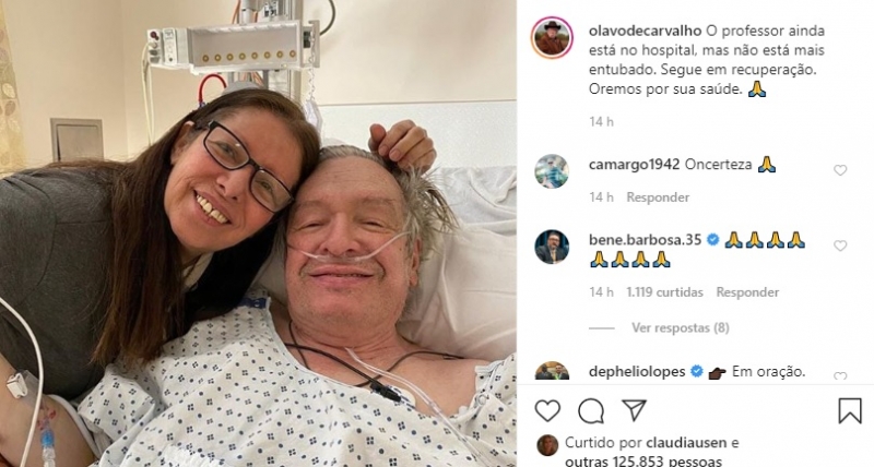 Imagem de Olavo de Carvalho está em perfil em homenagem ao escritor no Instagram