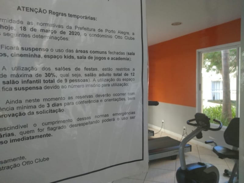 Academias de ginástica de condomínios de Porto Alegre devem permanecer fechadas 