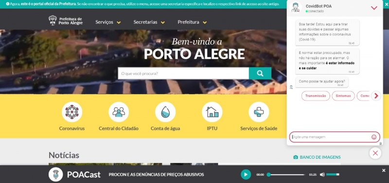 Conversa virtual oferecida no site da prefeitura presta informações sobre coronavírus