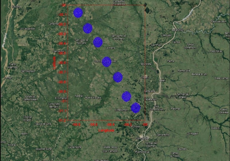 Projeção da Ufpel mostra rota da praga, em um dos cenários, agora rumo ao Uruguai