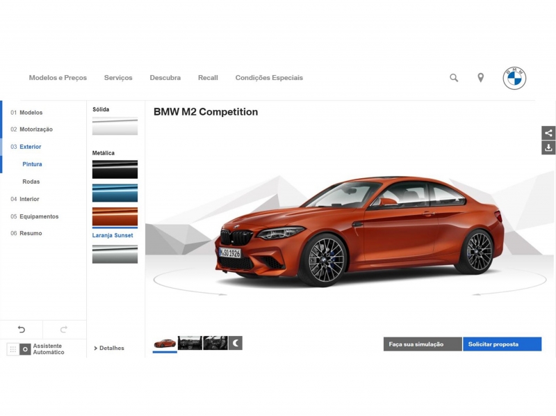 Showroom virtual exibe a gama completa de carros da marca com recursos multimídia