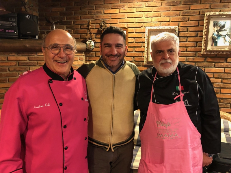 Os chefs Newton Kalil, Daniel Maturro e Luiz Carlos Caporal que participaram da primeira live