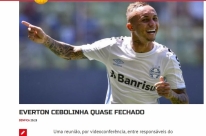 Imprensa portuguesa dá como certa ida de Everton para o Benfica