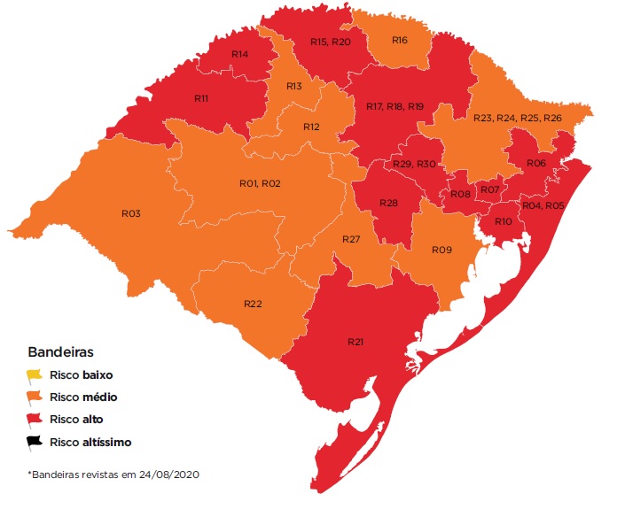 Rio Grande do Sul tem 302 cidades com restrições de bandeira vermelha, onde vivem 68% da população