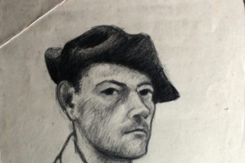 Autorretrato em grafite dos anos 1950 do artista que deu aulas no Atelier Livre, UCS e Margs