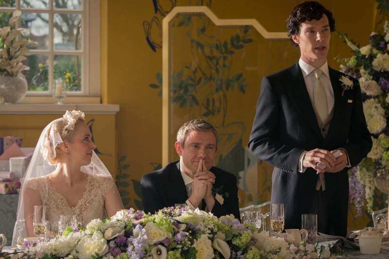 'O sinal dos três' tem início no discurso de Sherlock (Benedict Cumberbatch) no casamento de Watson (Martin Freeman)