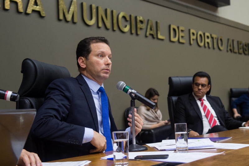 O prefeito Nelson Marchezan Júnior (PSDB) prestou depoimento na Câmara Municipal de Porto Alegre nesta quinta-feira (5), diante da comissão processante que conduz o processo de impeachment contra o seu mandato.