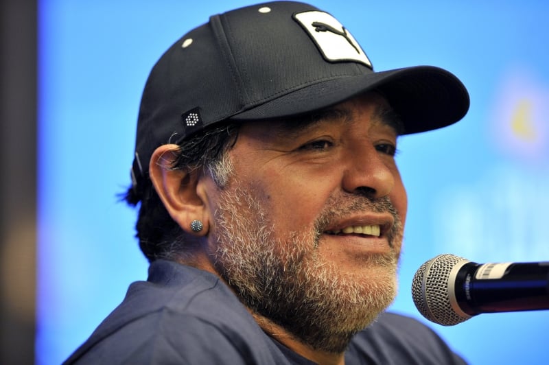  Diego Maradona

(FILES) In this file photo taken on April 09, 2015 Argentine former football player Diego Maradona offers a press conference in Bogota. - Argentinian football legend Diego Maradona passed away on November 25, 2020. (Photo by Guillermo LEGARIA / AFP)