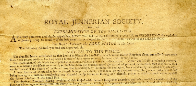 Sociedade Real Jenneriana para a Extinção da Varíola foi criada em 1803