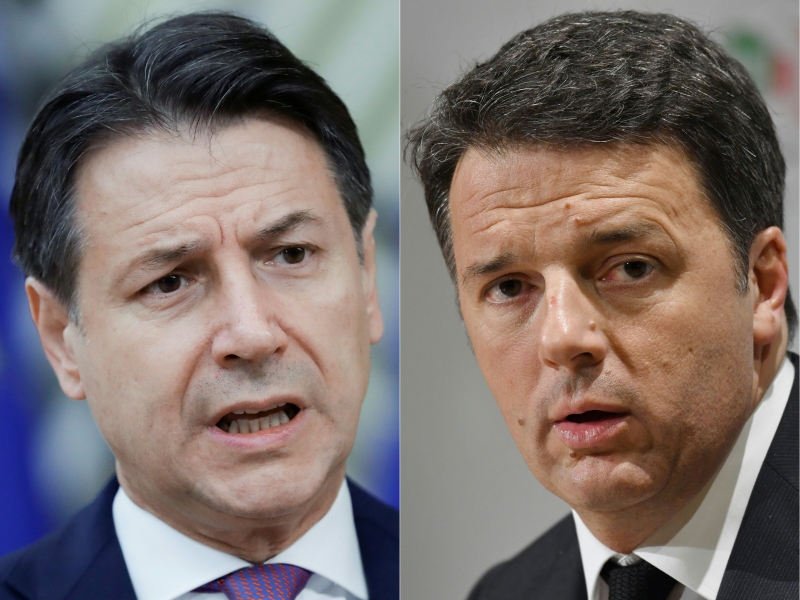 Renzi (d) acusa Conte de concentrar o poder em si, e pede que o premiê renuncie ao cargo