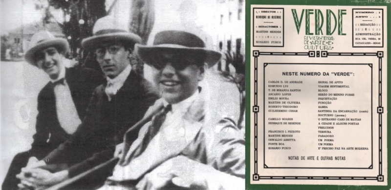 Com Ascanio Lopes e Francisco Ignácio Peixoto, amigos da revista Verde, de Cataguases (MG)