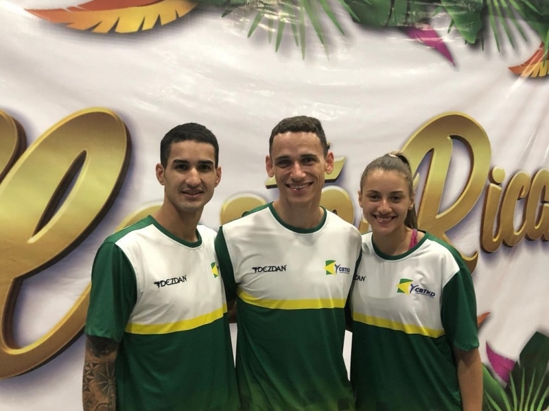 Edival Pontes (Netinho), Ícaro Miguel e Milena Titoneli durante a participação no Pré-Olímpico, ocorrido no ano passado na Costa Rica