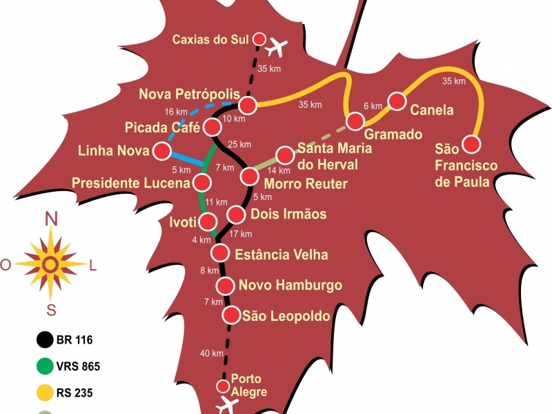 Mapa da rota romântica