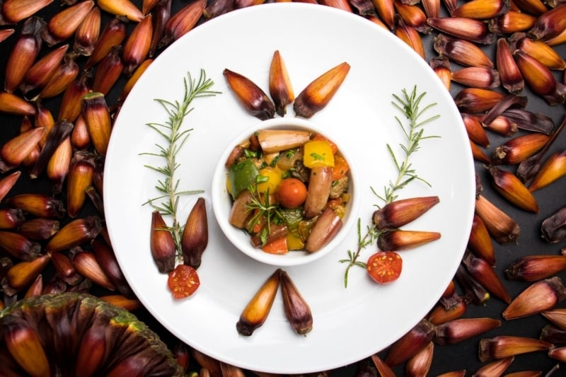 Doce Café, estabelecimento da cidade, oferece Entrevero de Pinhão, prato típico serrano 