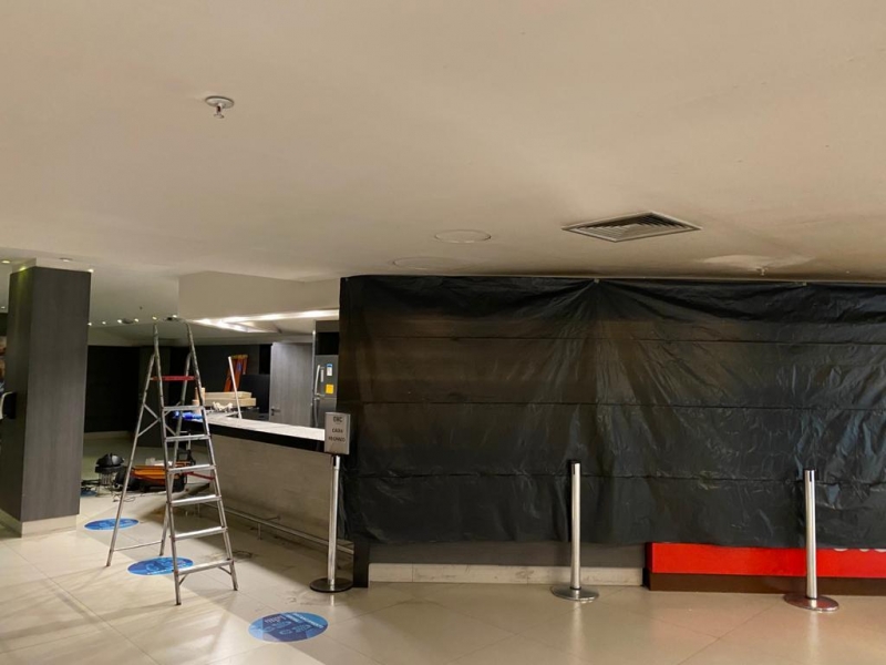 Obras na área da bomboniere do GNC Cinemas, após curto-circuito, deverão levar mais uma semana
