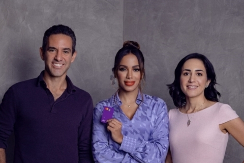 David Vélez, Anitta e Cristina Junqueira, cofundadora do Nubank