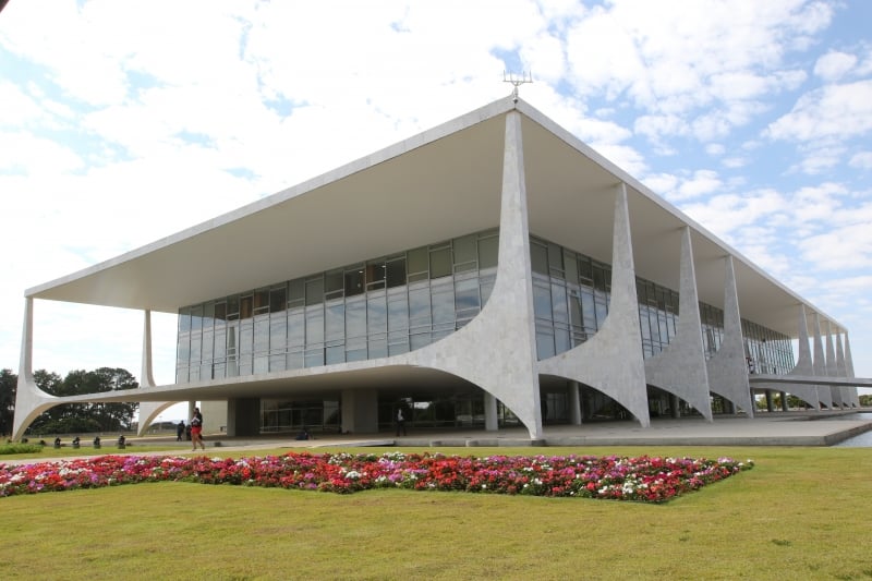 Palácio do Planalto do Poder Executivo da Presidência da República na Praça dos Três Poderes em Brasília