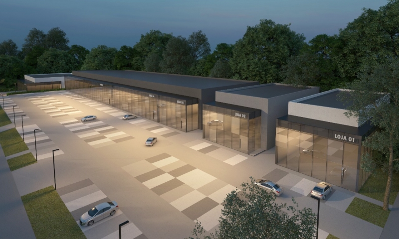  Será um pequeno mall horizontal (ilustração), com quatro lojas; já tem ocupantes para três