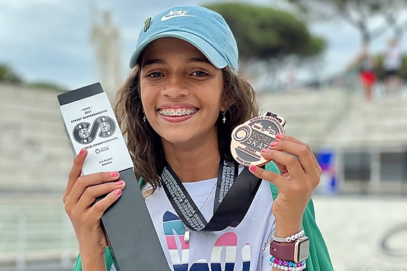 Skatista brasileira, de apenas 13 anos, faturou a prata na modalidade street