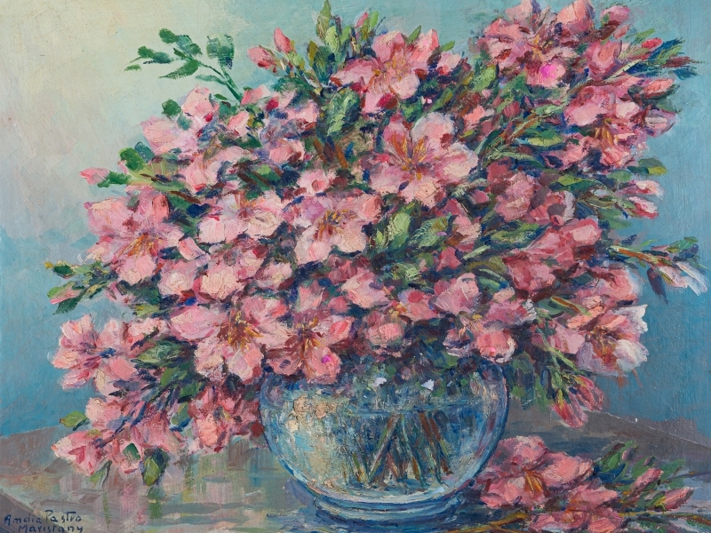 Mostra com flores de Amelia Pastro Maristany é a segunda do projeto 'Mulheres, a Fonte'