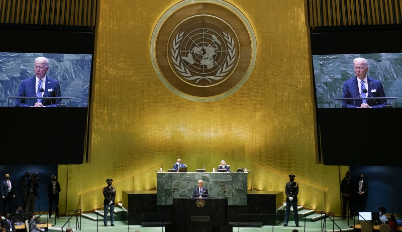 US President Joe Biden addresses the 76th Session of the UN General Assembly on September 21, 2021 in New York. - US President Joe Biden told the United Nations General Assembly on Tuesday that America is 
