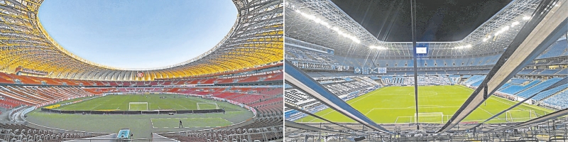 Direção dos clubes aguarda o decreto que deve liberar 30% da capacidade da Arena e do Beira-Rio
