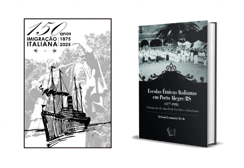 Primeira obra impressa com o selo comemorativo 'Imigração italiana no Rio Grande do Sul'