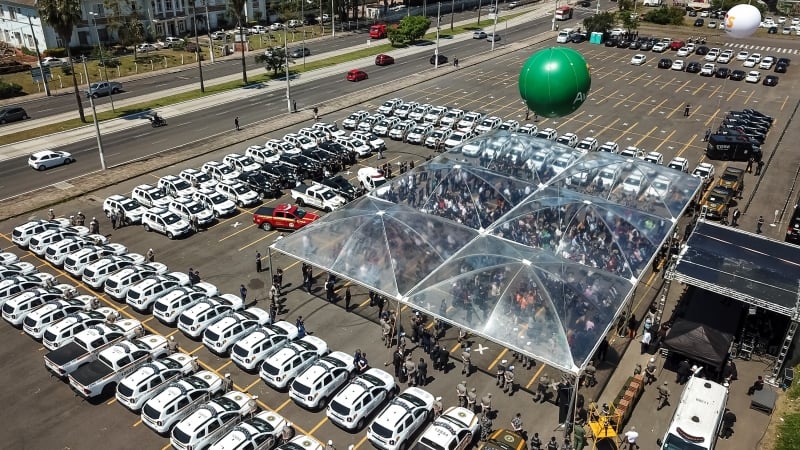 No evento de lançamento do Avançar Segurança foram entregues cinco mil pistolas e 59 viaturas à Brigada Militar