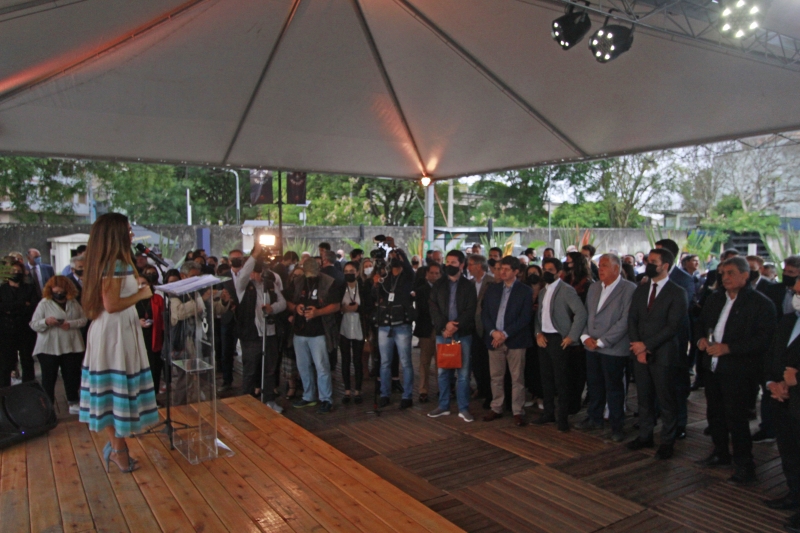 Governador Eduardo Leite e o prefeito de Porto Alegre, Sebastião Melo (dir) compareceram ao evento