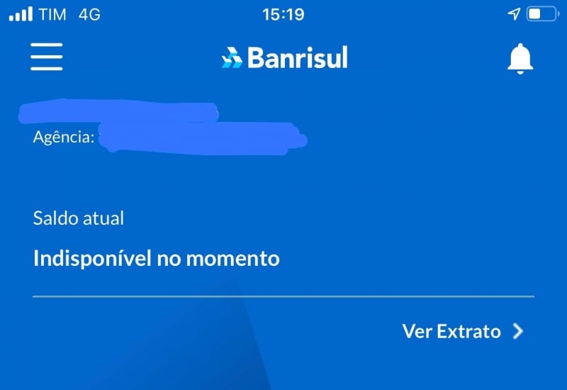 Saldo não está disponível; banco indicou consulta pelo extrato, mas muitos clientes não conseguem