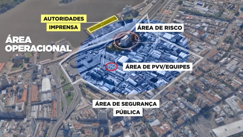 &Aacute;rea da implos&atilde;o do antigo pr&eacute;dio da Secretaria de Seguran&ccedil;a P&uacute;blica ser&aacute; dividida por setores no dia