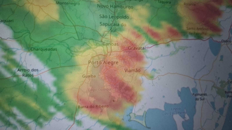Mapa mostra instabilidade que passou pela Região Metropolita neste domingo 