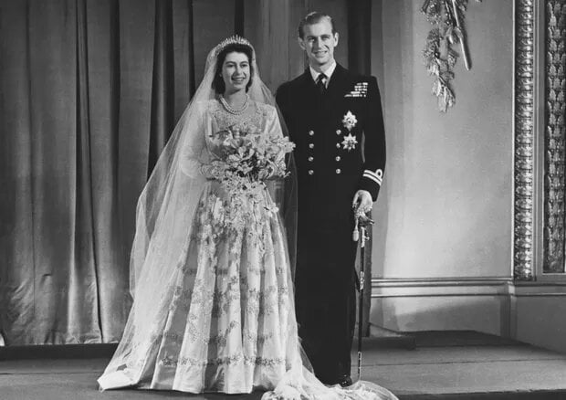 Elizabeth e Philip se casaram no dia 20 de novembro de 1947 na Abadia de Westminster