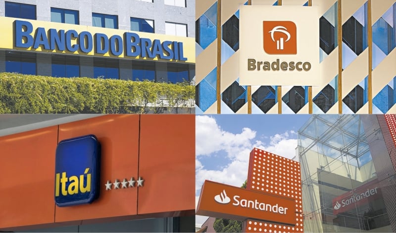 Itaú Unibanco, Bradesco, Santander e BB reportaram ganho líquido conjunto de R$ 24,76 bilhões 