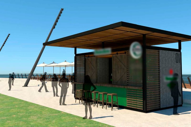 Serão oito quiosques de ferro, concreto e madeira ao longo do trecho