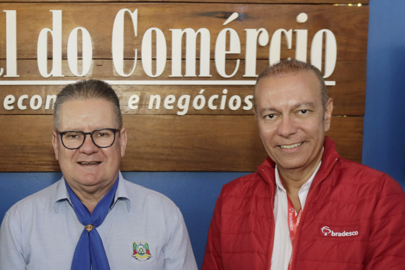 Governador do Rio Grande do Sul, Ranolfo Vieira Júnior, e vice-presidente do Bradesco, Marcelo Noronha, na Casa JC na Expointer